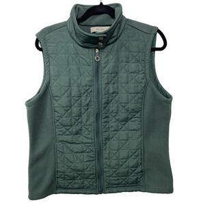 Au Lieu Quilted Fleece Vest Jacket Full‎ Zip Pockets Hunter Green XL Outdoor
